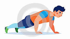 He sets a goal to complete a certain number of pushups and situps every day gradually increasing the number as his photo