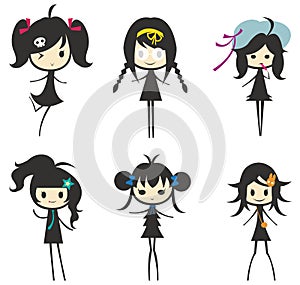 Sets of Little Girl Gang, create by vector