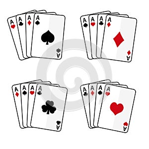 Sets of playing cards with four aces