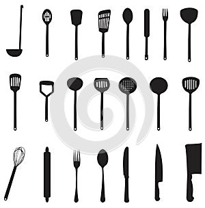 Sets of silhouette kitchen tools