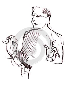 Sets of the sketched musicians. Handdrawn illustration