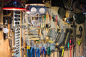 Sets of tools for repair in garage