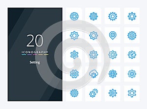 20 Setting Blue Color icon for presentation