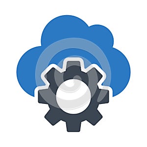 Setting cloud glyph color flat vector icon