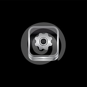 setting cog metal plate theme icon button