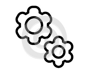 Setting configuration cog single isolated icon with outline line style