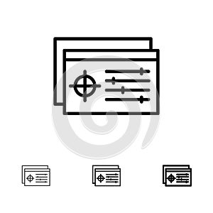Setting, Controller, Target, Object Bold and thin black line icon set