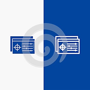 Setting, Controller, Target, Object Line and Glyph Solid icon Blue banner