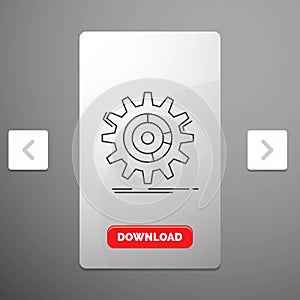 setting, data, management, process, progress Line Icon in Carousal Pagination Slider Design & Red Download Button