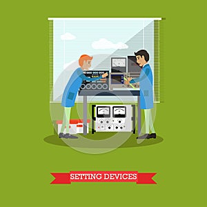 Setting devices in physical laboratory vector illustration