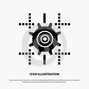 Setting, Gear, Computing, Line Solid Black Glyph Icon