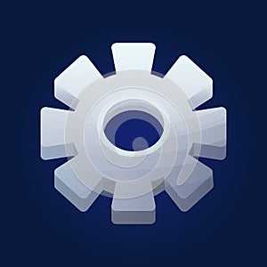 Setting gear icon, game button symbol in cartoon style isolated. Ui, gui asset, design element