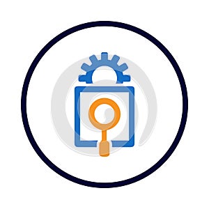 setting, gear, search, research, document, sign, icon, research management icon