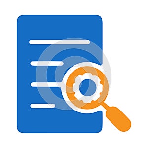 setting, gear, search, research, document, sign, icon, research management icon