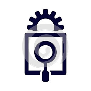 setting, gear, search, research, document, sign, icon, research management icon