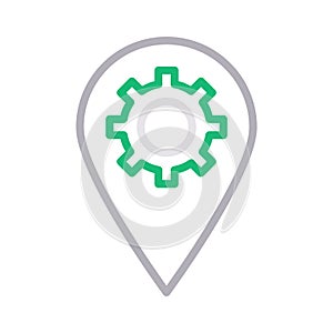 Setting gps thin line color vector icon