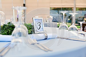 Setting for guest wedding table with sign no.3