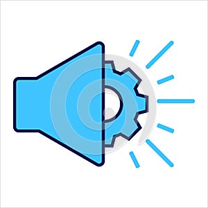 Setting icon. setting with sound button symbol. Concept of multimedia setting . Vector illustration, vector icon concept.