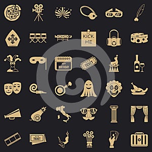 Setting icons set, simple style