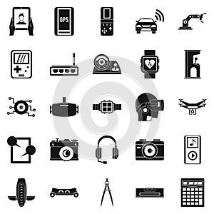 Setting icons set, simple style
