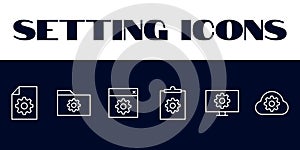 Setting Icons Set Vector. Setting Line Icons illustration. Setting Gears Icon