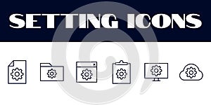 Setting Icons Set Vector. Setting Line Icons illustration. Setting Gears Icon