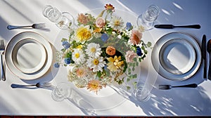 setting kitchen table top view