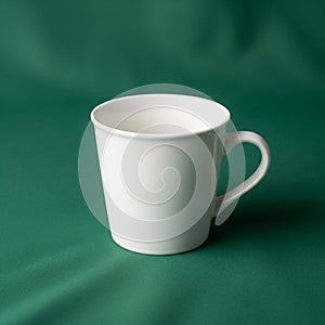 Setting is minimalistic, focusing on the contrast between the mug and the