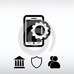 Setting parameters, mobile smartphone icon, vector illustration.