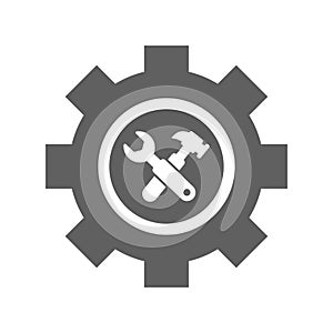 Setting, service tools, configuration, gear icon. Gray vector graphics