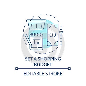 Setting shopping budget concept icon