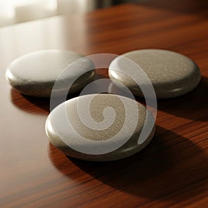 Setting. Soft lighting highlights the stones reflective surfaces