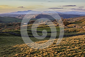 Setting sun near to winskill Sones above Langcliffe in the Yorkshirte Dales