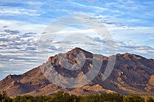 Setting sun on Newman Peak in Southern Arizona