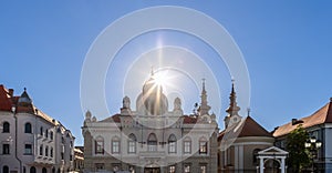 Serbian Orthodox Church Episcopia Ortodoxa Sarba on central Union Square Piata Unirii in Timisoara, Romania photo