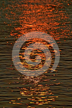 Setting sun reflected in the surface of a river