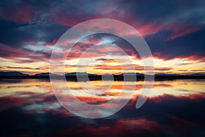 Lake Reflected New Mexico Sunset photo