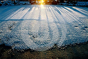 Setting sun on snow