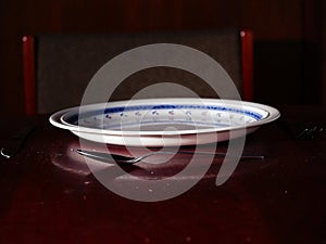 Setting table for single person dinner