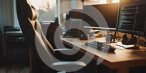 setting up desk for coding and design workspace and cozy atmosphere for working