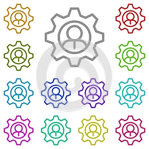 Setting, worker multi color icon. Simple thin line, outline vector of project management icons for ui and ux, website or mobile