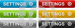 Settings buttons colorful on white