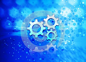 Settings gears icon abstract light cyan blue hexagon pattern background