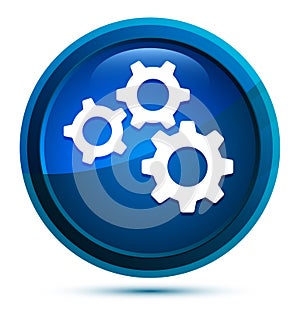 Settings gears icon elegant blue round button illustration