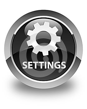 Settings glossy black round button
