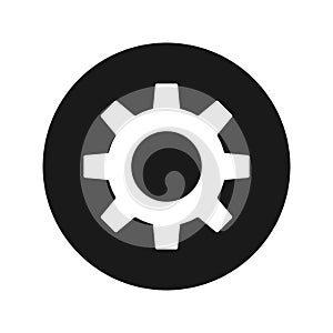 Settings icon flat black round button vector illustration