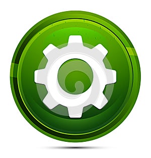 Settings icon glassy green round button illustration