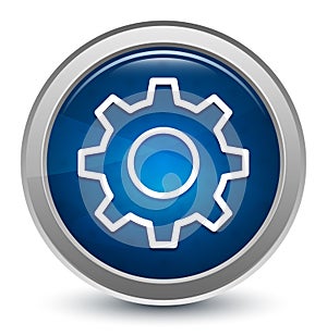 Settings icon starburst shiny blue round button illustration design concept