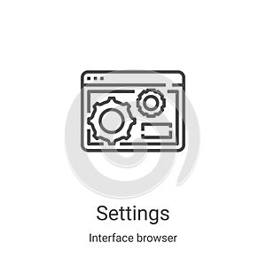 settings icon vector from interface browser collection. Thin line settings outline icon vector illustration. Linear symbol for use