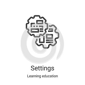 settings icon vector from learning education collection. Thin line settings outline icon vector illustration. Linear symbol for
